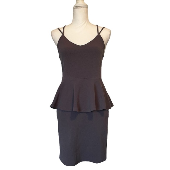 Charlotte Russe Dark Gray Chic Peplum Mini Above-Knee Dress Women’s Medium - Picture 6 of 14